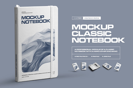 6 Mockups of Classic Notebook, a Books & Magazine Mockup by DECEMBER.DSGN