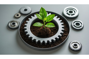Green plant growing in soil, an Illustration by tilialucida