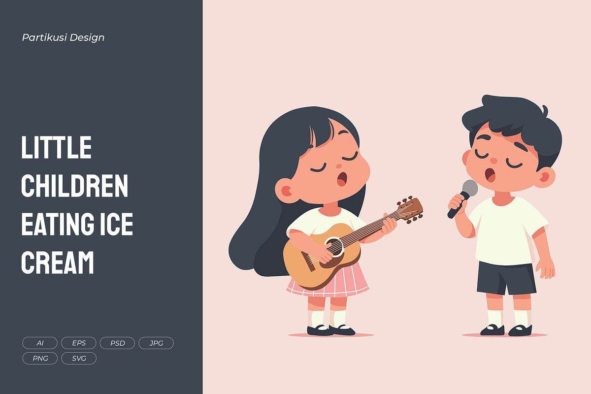 Little Girl Guitar Singing Cartoon, a Person Illustration by Partikusi Design (Photo 1 of 3)