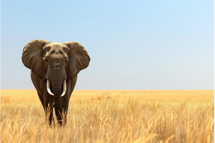 Majestic elephant walking in golden, an Animal Photo by Ylivdesign
