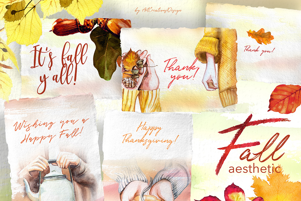 Hand-Painted Fall Aesthetic Clipart, a Seasonal Illustration by ArtCreationsDesign (Photo 7 of 16)