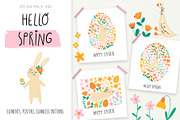 Hello Spring. Happy Easter clipart, an Animal Illustration by Irina Ostapenko (Thumbnail 1 of 9)