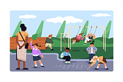 Happy kids playing on playground set, a Person Illustration by PaperTrident (Thumbnail 5 of 5)