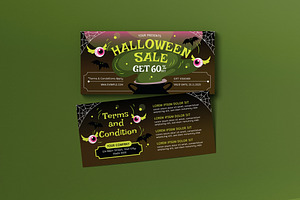 Brown Cartoon Halloween Sale Voucher