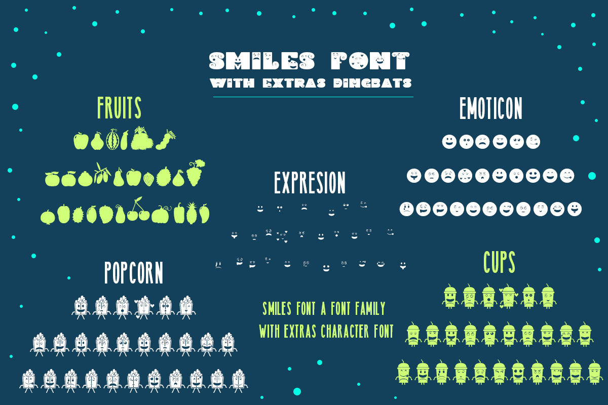 Smiles font family, a Symbol Font by Bramcreative (Photo 6 of 10)