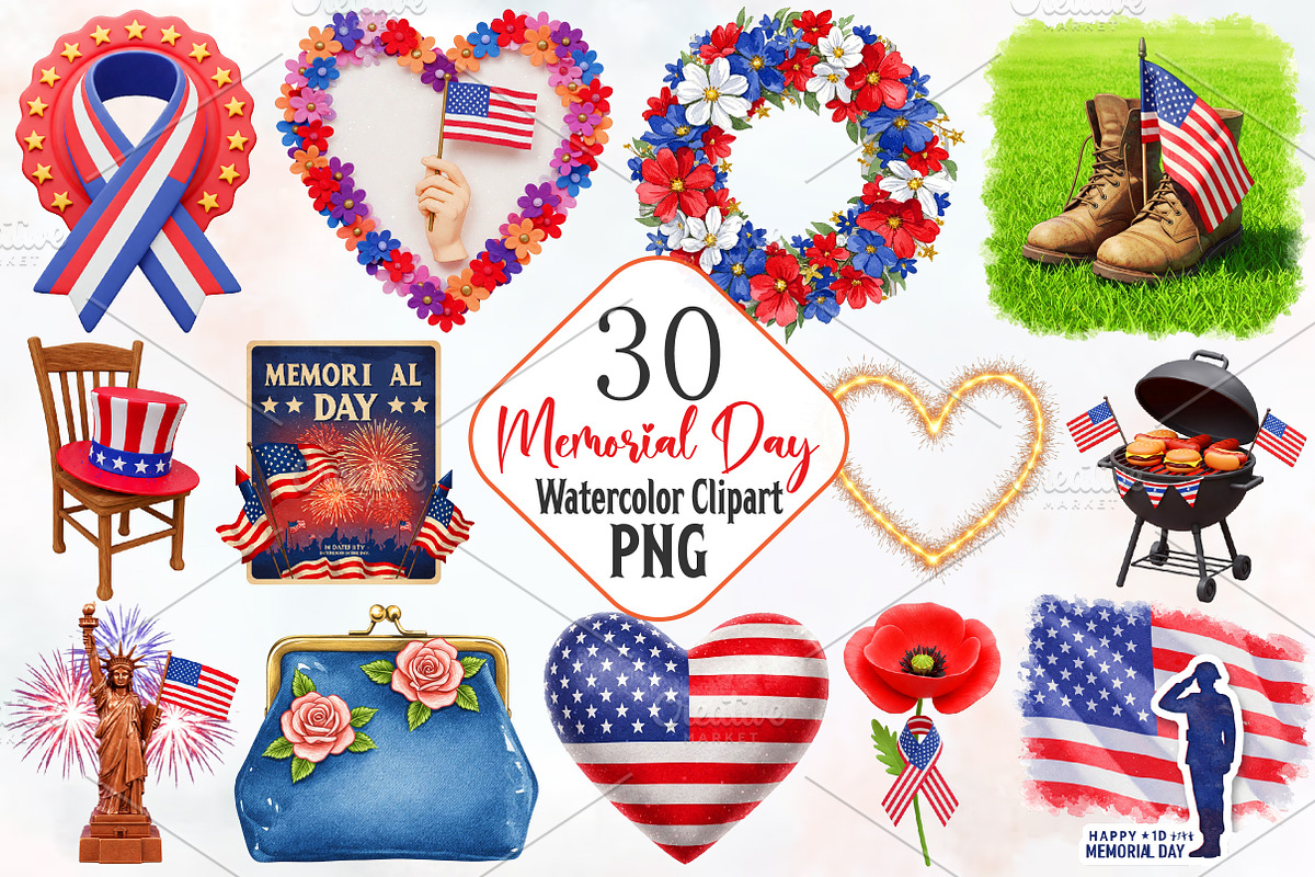 Memorial Day Sublimation Clipart, an Illustration by RobertsArt (Photo 1 of 7)