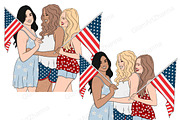 4th of July Girls Clipart, a Person Illustration by GlamArtZhanna (Thumbnail 2 of 4)