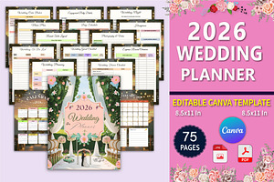 2026 Wedding Planner Canva, a Stationery Template by Designmela01
