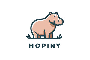 Cute Hippo Mascot Logo - Vector, a Branding & Logo Template by MkStudio