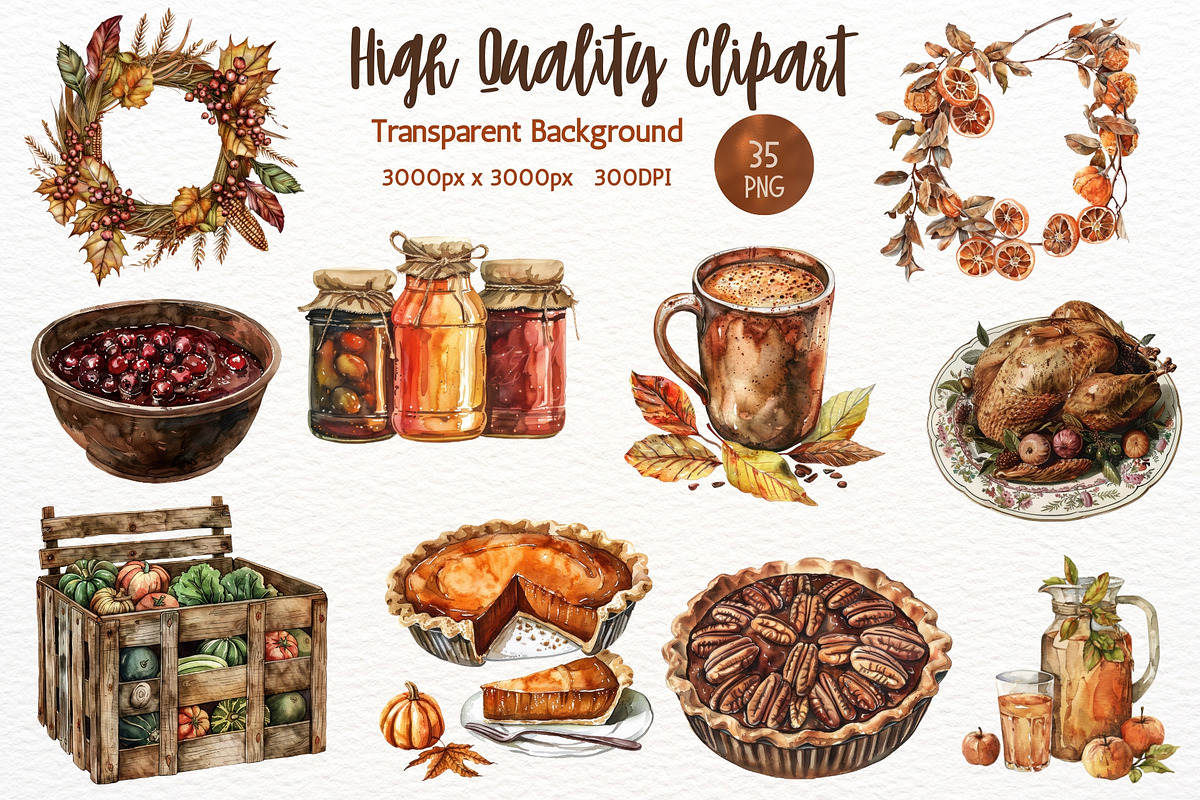 Watercolor Autumn Fall Harvest PNG, a Seasonal Illustration by Maysa Art (Photo 3 of 5)