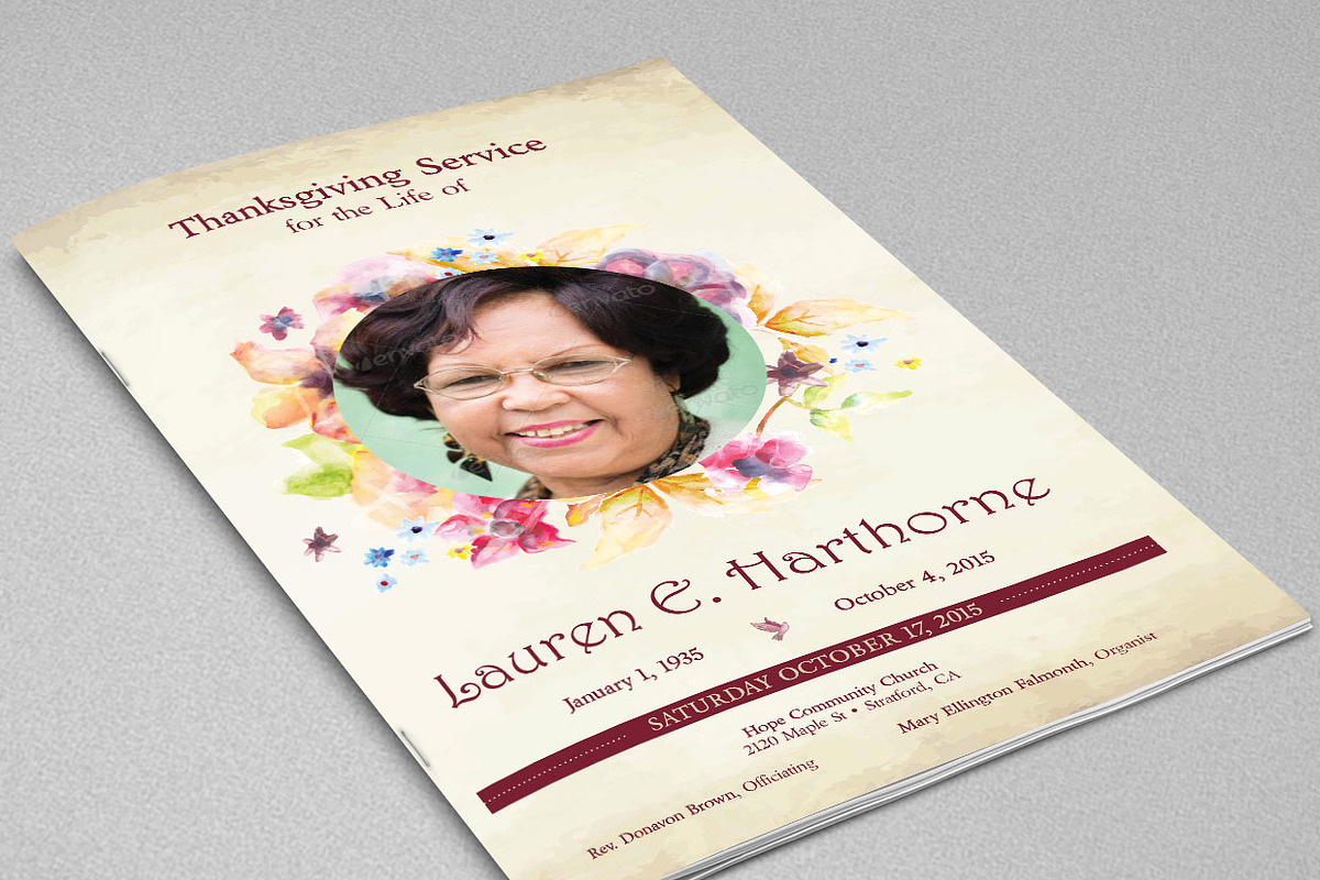 Watercolor Funeral Program Template, a Templates & Theme by Godserv Designs (Photo 1 of 6)