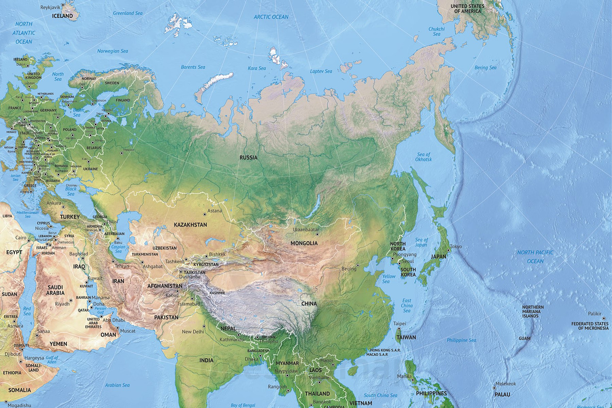 8 vector continent maps with relief, a Graphic by One Stop Map (Photo 4 of 7)