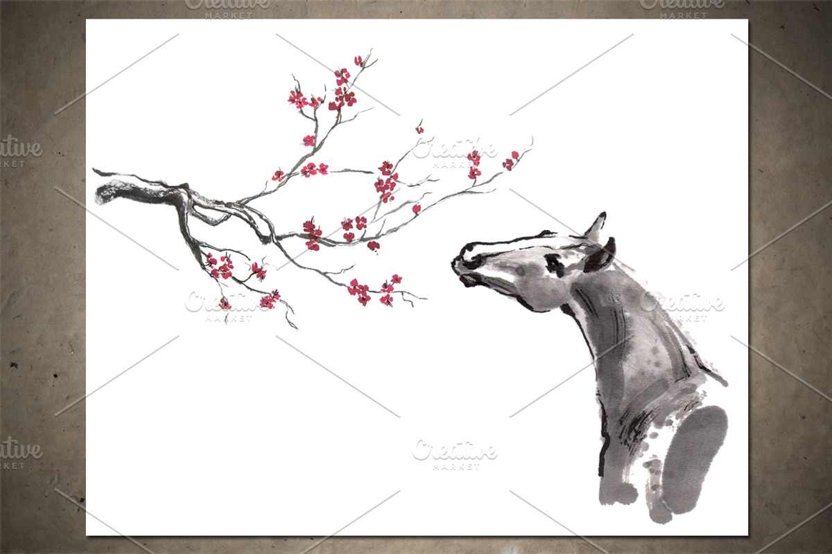 Horses Sumi-e, an Animal Illustration by StabuLaRasa illustration (Photo 20 of 21)