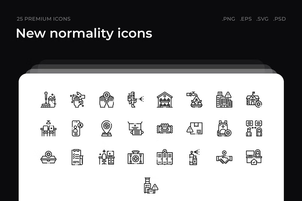 New normality icons, an Outline Icon by Wencory (Photo 3 of 3)