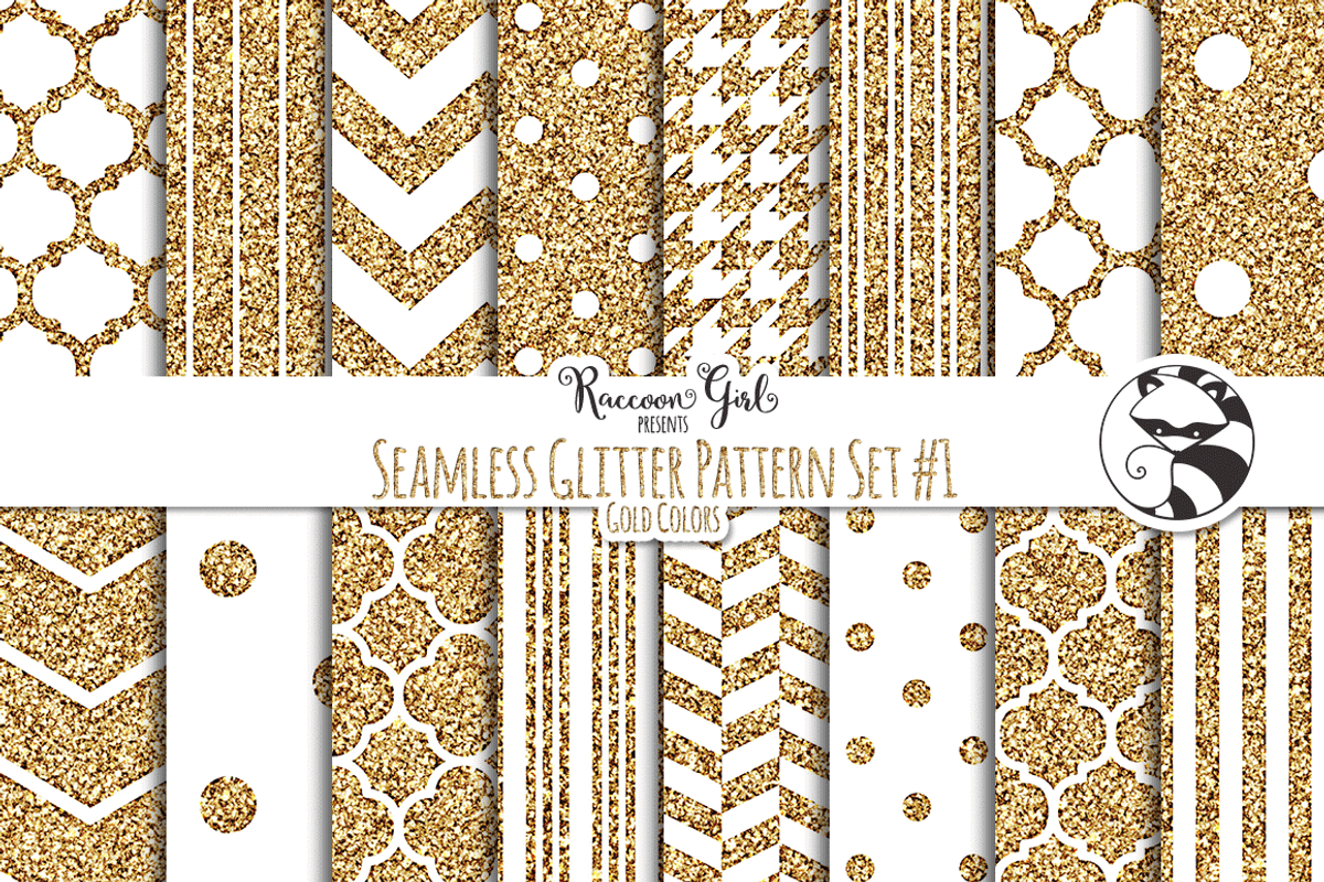 Seamless Glitter Patterns #1 Gold, a Pattern Graphic by RaccoonGirl Design (Photo 1 of 3)