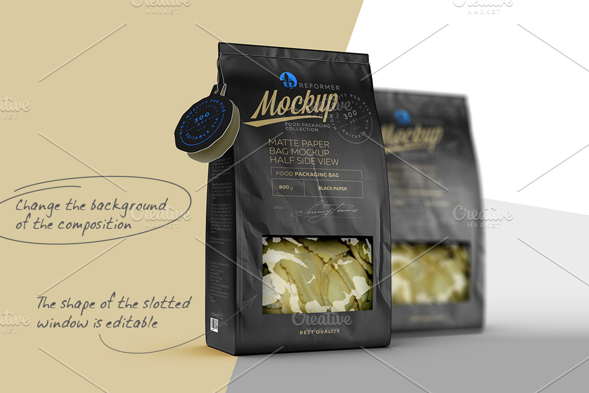 Black Paper Bag With Window Mock-up, a Packaging Mockup by Reformer Mockup (Photo 5 of 7)