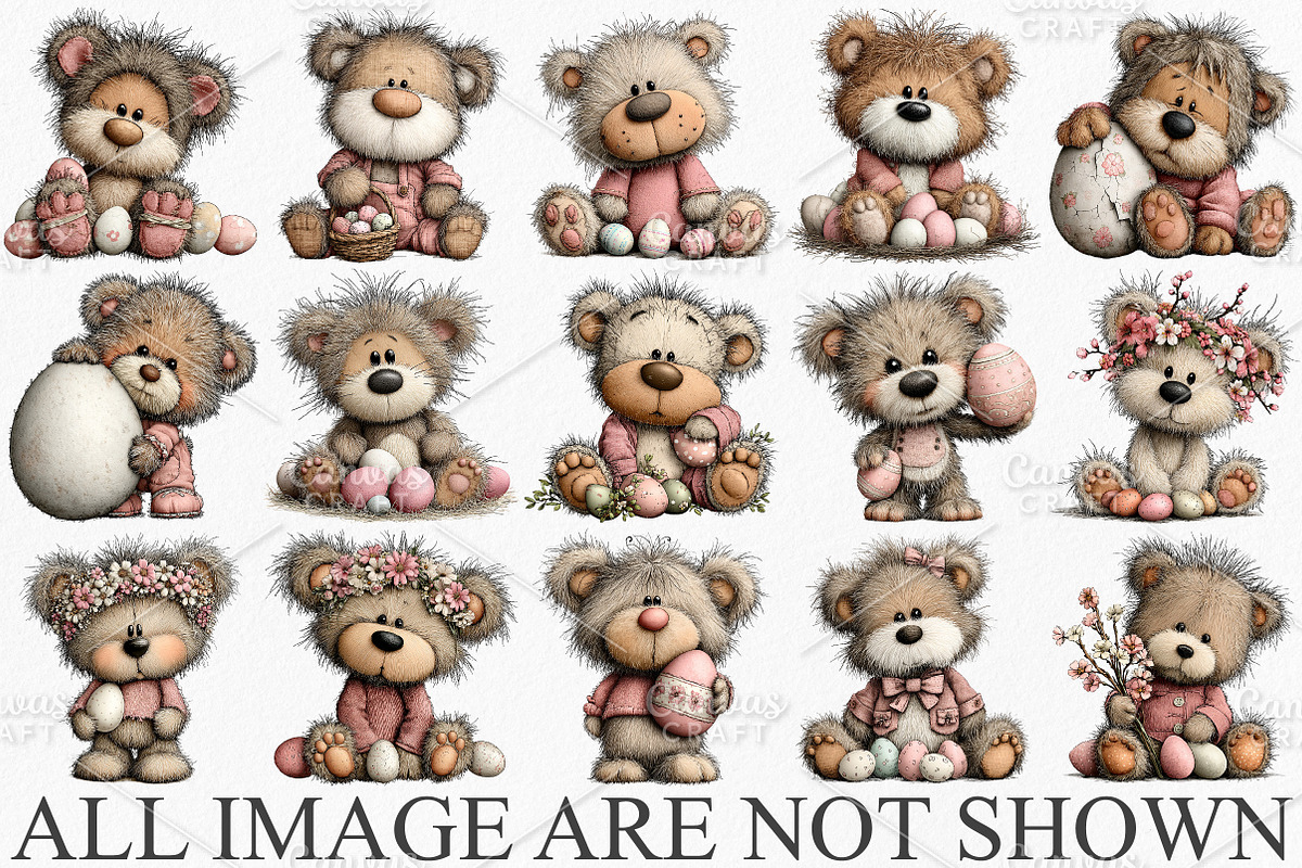 Whimsical Easter Teddy Bear Clipart, an Illustration by Canvas Craft (Photo 3 of 7)