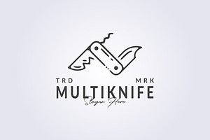 line art folded multitool knife logo, a Branding & Logo Template by Lodzrov