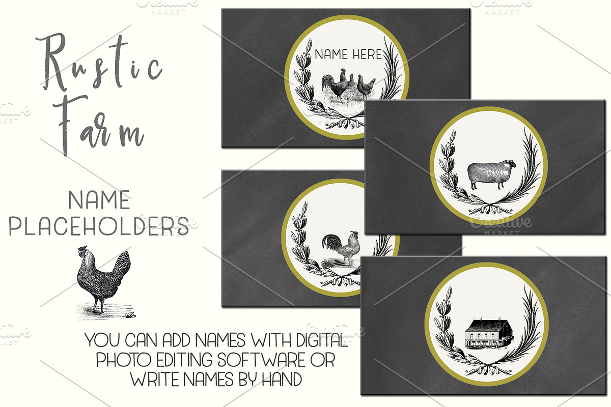Rustic Farm Table Card Placeholders, an Object Graphic by Le Paper Cafe (Photo 2 of 4)