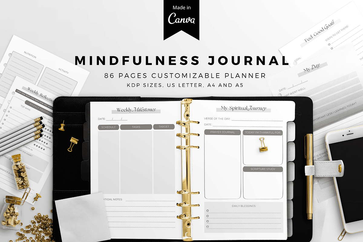 Mindfulness Journal Canva, a Magazine Template by The Blog Creative (Photo 1 of 6)