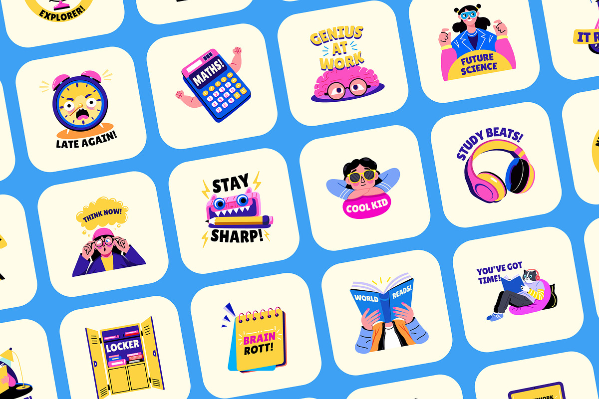 Animated School Stickers Collection, an Emoji Icon by Prosymbols (Photo 3 of 4)