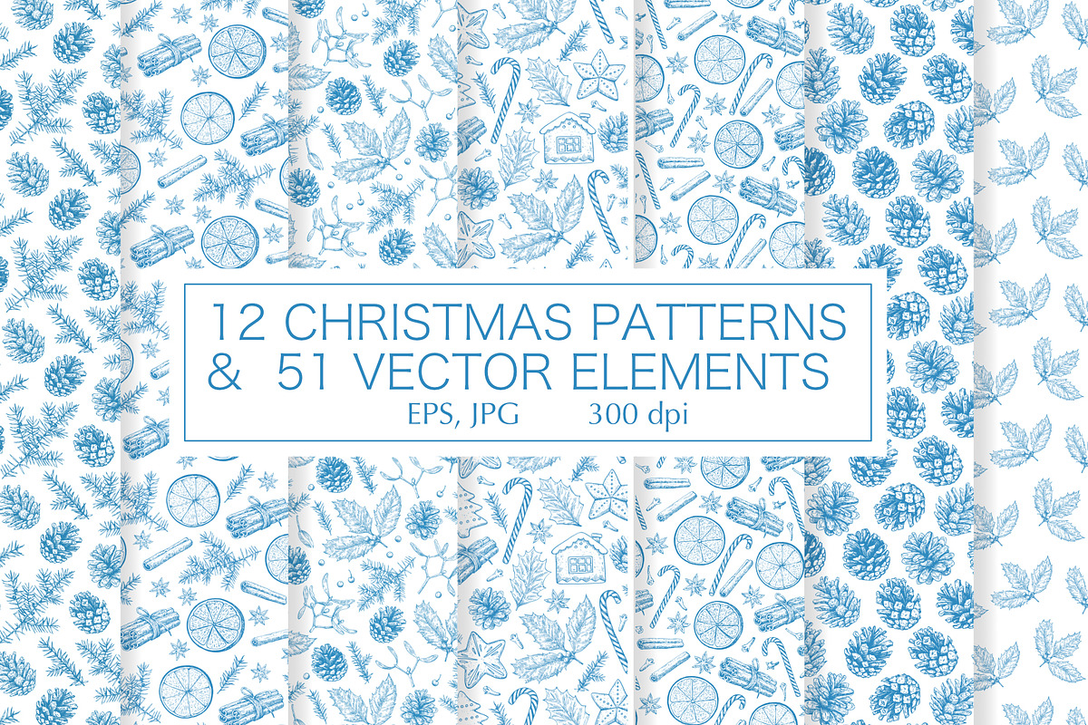 Christmas patterns and elements, a Seasonal Illustration by Robusta (Photo 1 of 9)