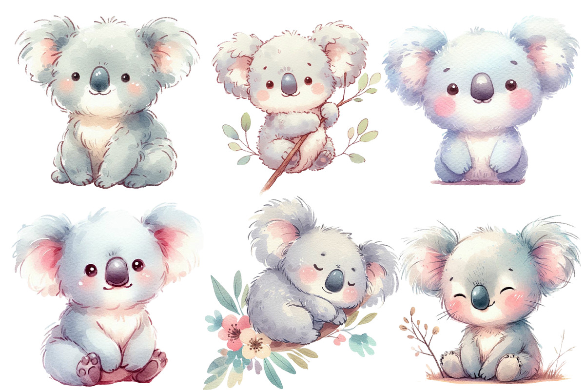 Watercolor koala clipart, an Illustration by Designworld (Photo 4 of 5)