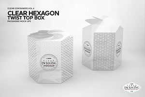 Clear Hexagon Twist Top Box Mockup