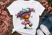 Pink Floral Girl Clipart, a Seasonal Illustration by CreationArt (Thumbnail 6 of 7)