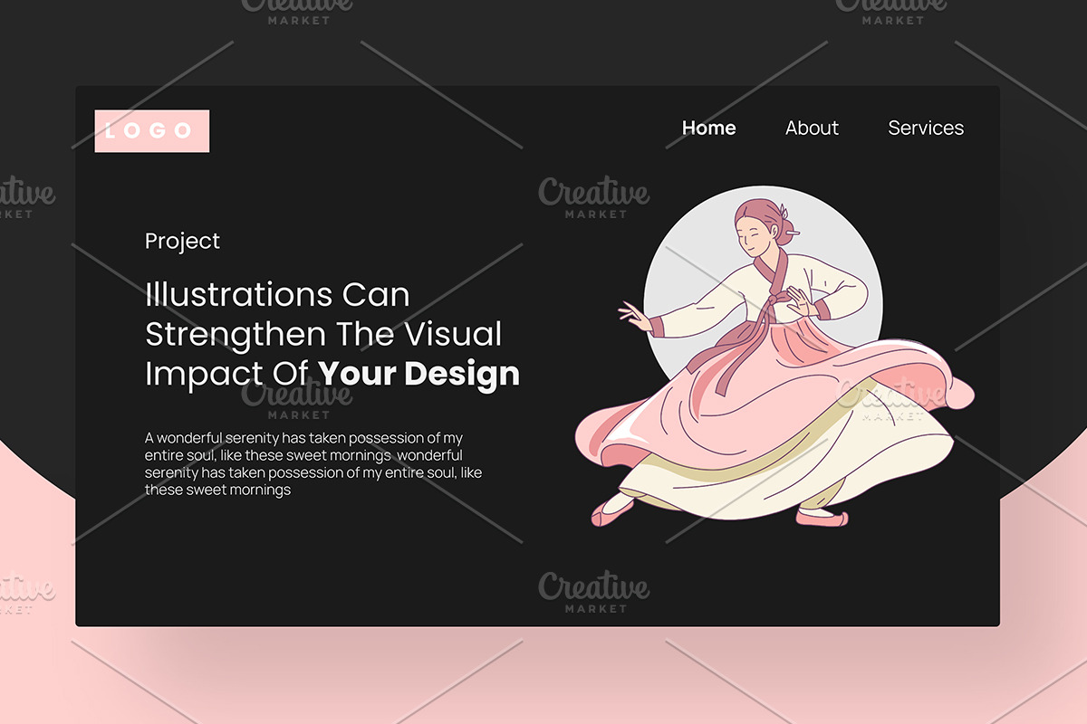 Korean Woman Dancing Illustration, a Person Illustration by Stock Shape (Photo 4 of 4)
