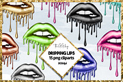 Dripping Lips Png Cliparts, a Decorative Illustration by The GG Shop (Thumbnail 1 of 7)