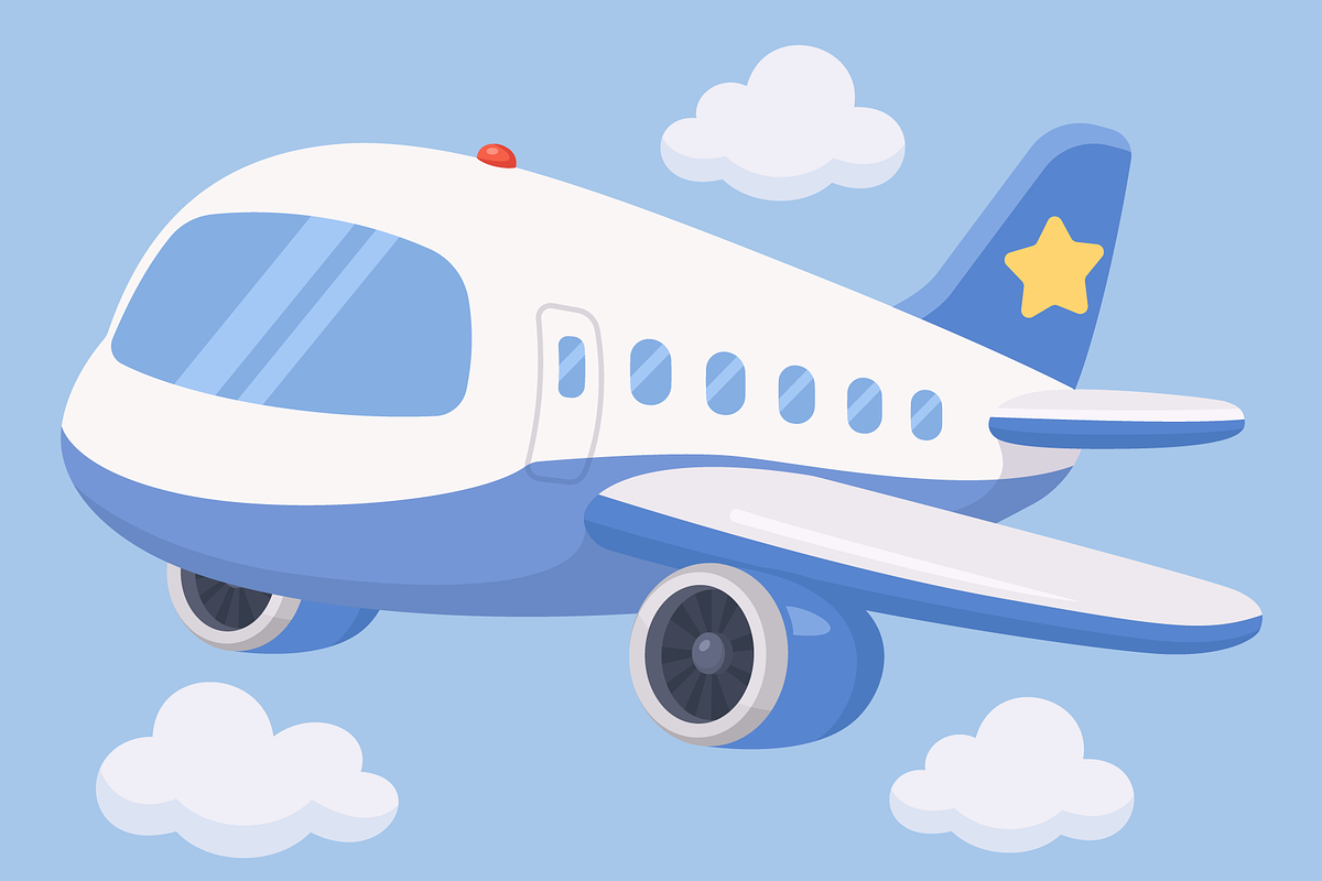 Airplane Flying in Blue Sky, a Transportation Illustration by Artpon Illustration (Photo 1 of 3)