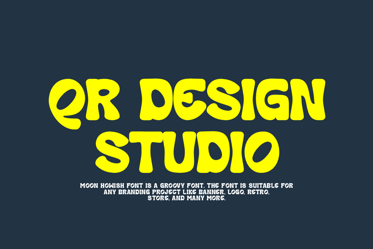 Moon Howish - Groovy Retro Font, a Sans Serif Font by QR Design Studio (Photo 3 of 12)
