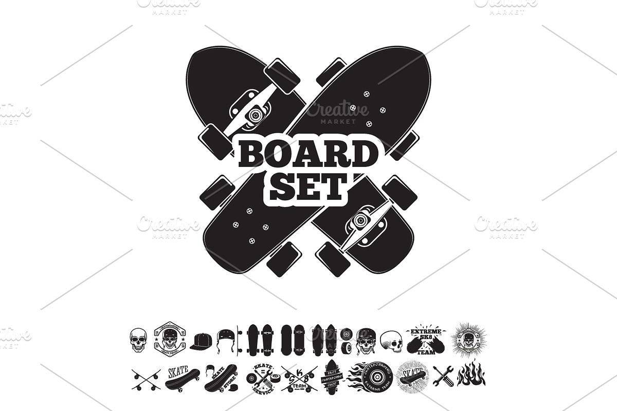 Set of Skatboarding labels & stuff, a Graphic by Tashal (Photo 1 of 4)