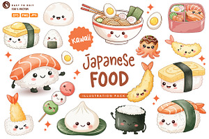 Kawaii Japanese Food - Clipart Sets, a Food Illustration by OtpirusGraphic