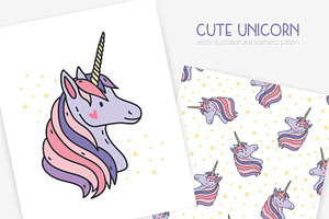 Cute unicorn heads seamless pattern, an Animal Illustration by Good Studio