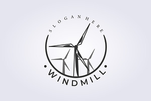 wind energy vintage logo badge, a Branding & Logo Template by Lodzrov
