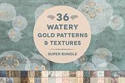 36 Watery Gold Patterns & Textures, a Pattern Graphic by Blixa 6 Studios (Thumbnail 1 of 9)