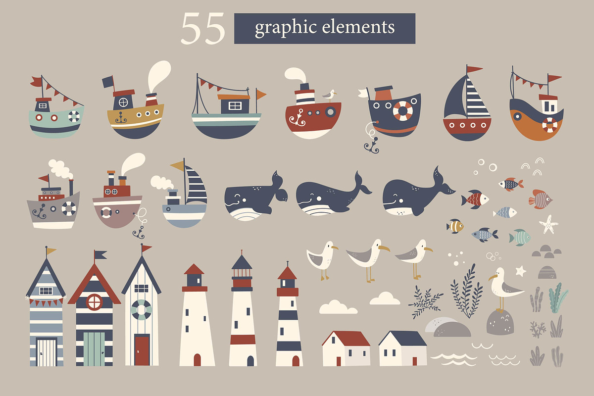Ocean life clipart and patterns, a Pattern Graphic by EltaMaxArt (Photo 3 of 10)