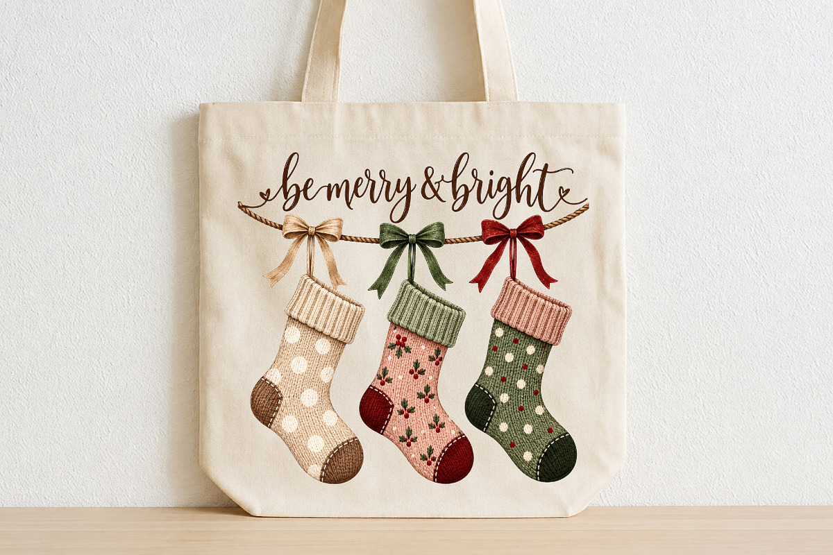 Be Merry and Bright Christmas PNG, a Seasonal Illustration by CraftArtStudio (Photo 2 of 4)
