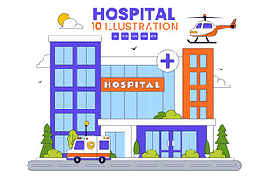 10 Hospital Building Illustration, a Healthcare Illustration by denayunebgt