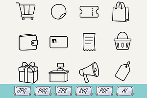 Black Friday Shopping Doodles set