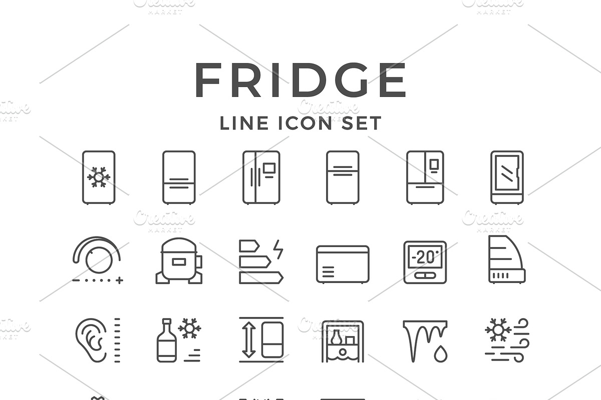 Set line icons of fridge, an Outline Icon by motorama (Photo 1 of 2)