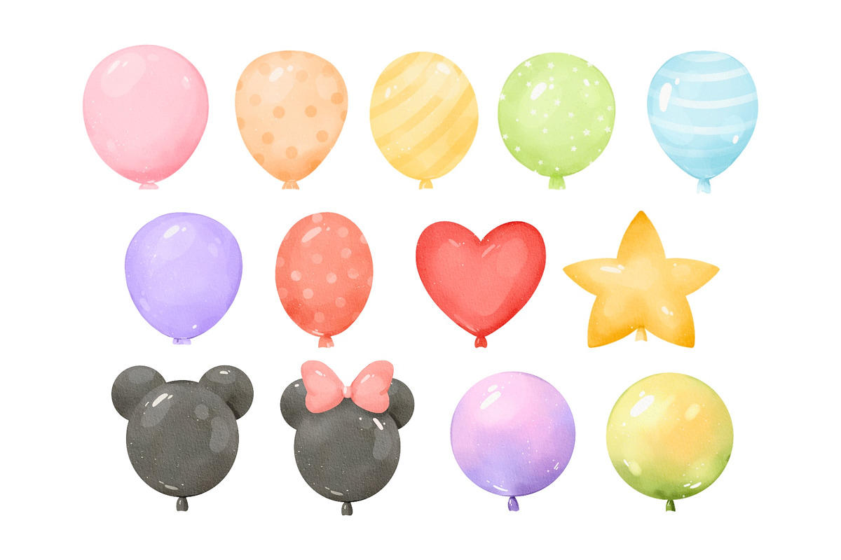 Colorful Watercolor Balloons Decor, a Decorative Illustration by ArtGiftsStudio (Photo 2 of 5)