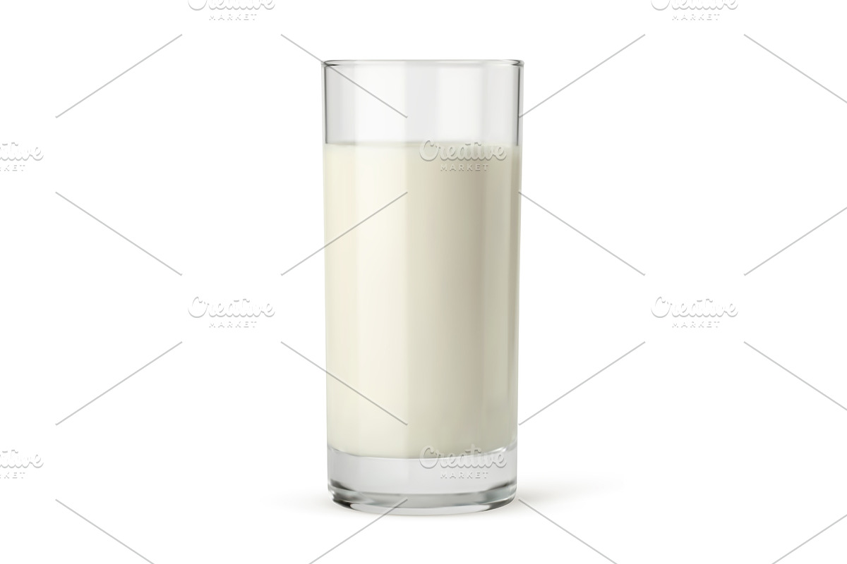 Vector realistic glass of milk, an Object Graphic by He2