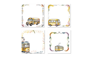 Cute cartoon transport frames, a Transportation Illustration by SketchArtStudio