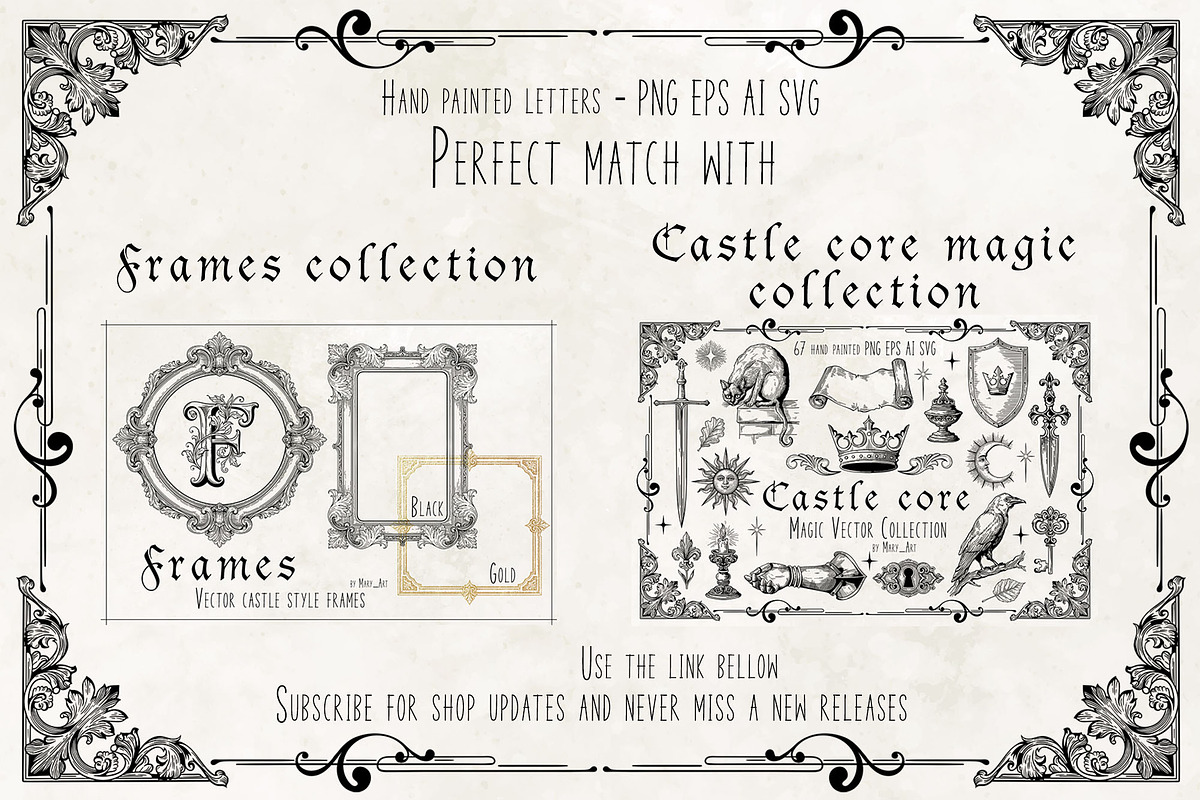 CASTLE STYLE ALPHABET - vector kit, a Decorative Illustration by My Space Garden (Photo 11 of 11)