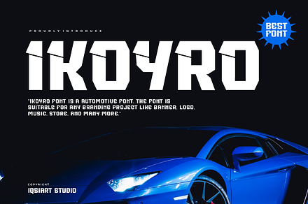 Ikoyro - Automotive Font, a Sans Serif Font by Iqsiart Studio