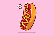Cute Hotdog Food Smiling Cartoon, a Food Illustration by Catalyst Labs (Thumbnail 1 of 3)
