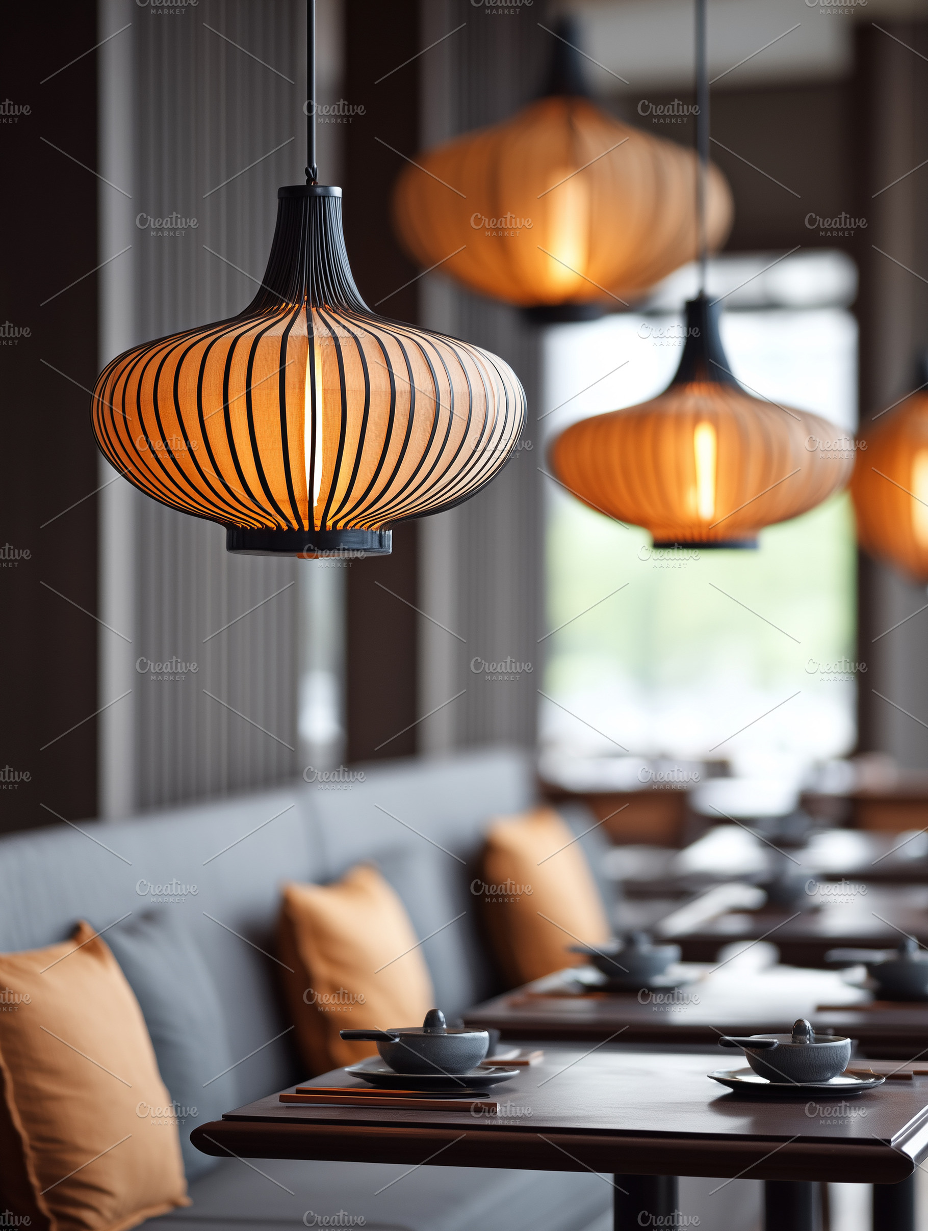 Elegant modern asian restaurant, an Architecture Photo by MistyDay